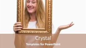  Presentation with vintage art - Slide set featuring blonde teenager woman holding vintage frame art very happy and excited winner expression celebrating victory screaming with big smile and raised hands background and a coral colored foreground