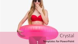  Presentation with fear - Beautiful slide deck featuring blonde-teenager-woman-wearing-bikini backdrop and a coral colored foreground