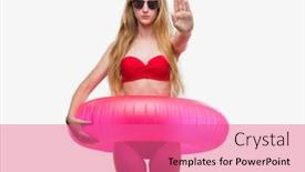  Presentation with defense - Colorful slide set enhanced with blonde-teenager-woman-wearing-bikini backdrop and a coral colored foreground