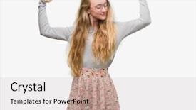  Presentation with flowers - PPT layouts with blonde teenager woman wearing flowers background and a  colored foreground