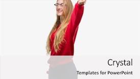  Presentation with red - PPT theme having blonde teenager woman wearing red background and a  colored foreground