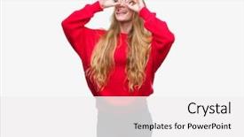  Presentation with sexy santa woman red - Beautiful presentation design featuring blonde teenager woman wearing red backdrop and a  colored foreground