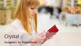  Presentation with money - Amazing presentation design having blonde thoughtful girl gets money backdrop and a lemonade colored foreground