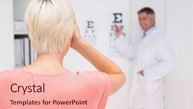  Presentation with eye medical - Cool new presentation design with blonde woman doing eye exam backdrop and a lemonade colored foreground