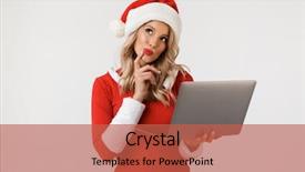  Presentation with new year - Beautiful theme featuring blonde woman dressed in red backdrop and a red colored foreground