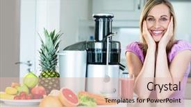  Presentation with smoothie - Presentation featuring blonde-woman-drinking-a-smoothie background and a lemonade colored foreground