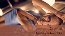  Presentation with relaxation - Presentation design having blonde-woman-feeling-joyful-laying background and a red colored foreground