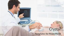  Presentation with pregnant woman - Amazing PPT theme having blonde woman having an ultrasound backdrop and a lemonade colored foreground