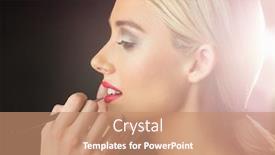  Presentation with makeup artist - Audience pleasing PPT theme consisting of made up by makeup artist backdrop and a coral colored foreground