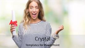  Presentation with certificate - PPT layouts consisting of blonde woman holding degree certificate background and a light gray colored foreground