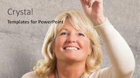  Presentation with paint brush - Presentation design featuring blonde woman holding paint brush against a concrete background background and a mint green colored foreground