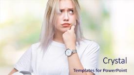  Presentation with soccer - PPT layouts with blonde woman holding soccer football background and a  colored foreground