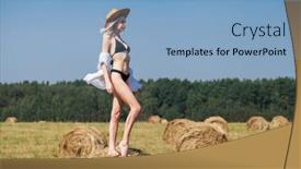  Presentation with black woman - Presentation having blonde-woman-in-black-bikini background and a light blue colored foreground