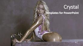  Presentation with sexy santa woman red - Slide set enhanced with blonde woman in white bathing background and a gray colored foreground