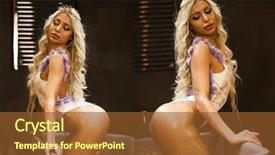  Presentation with sexy santa woman red - Slide set having blonde woman in white bathing background and a tawny brown colored foreground