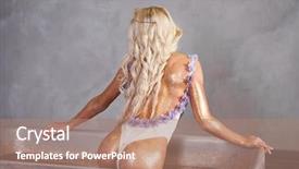  Presentation with nineteenth century woman - Presentation featuring blonde woman in white bathing background and a coral colored foreground