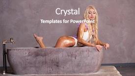  Presentation with sexy - Presentation with blonde woman in white bathing background and a gray colored foreground