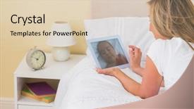  Presentation with baby in womb - PPT theme enhanced with blonde woman looking baby pictures background and a lemonade colored foreground