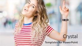  Presentation with beautiful midnight sun over - Slide deck enhanced with blonde woman over isolated background background and a lemonade colored foreground