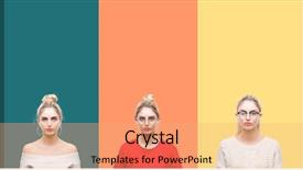  Presentation with collage - PPT layouts having blonde woman over vivid colorful background and a  colored foreground