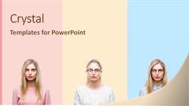  Presentation with collage - Slide deck featuring blonde woman over vivid colorful background and a cream colored foreground