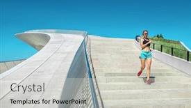  Presentation with sport blue - Cool new theme with blonde woman running training near the modern architecture building sport run blue sky sunny day summer training in urban place city vacation white stone building backdrop and a light gray colored foreground