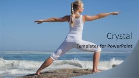  Presentation with warrior woman - Beautiful presentation theme featuring woman standing in warrior pose backdrop and a light blue colored foreground