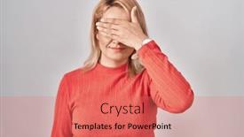  Presentation with sad woman - Presentation theme enhanced with blonde-woman-standing-over-isolated background and a coral colored foreground