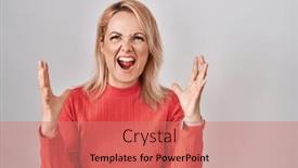  Presentation with frustration - Slides having blonde-woman-standing-over-isolated background and a coral colored foreground