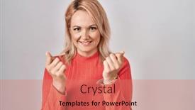  Presentation with salary - Slide deck consisting of blonde-woman-standing-over-isolated background and a coral colored foreground