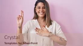  Presentation with pink - Presentation featuring blonde-woman-standing-over-pink background and a coral colored foreground