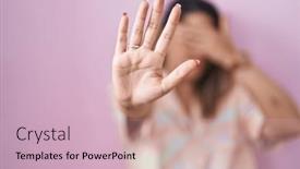  Presentation with fear - Presentation theme consisting of blonde-woman-standing-over-pink background and a soft green colored foreground