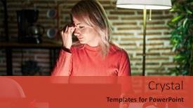  Presentation with frustration - Theme having blonde-woman-using-laptop background and a red colored foreground