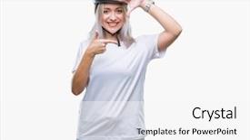  Presentation with triathlon professional cyclist man cycling - Presentation theme featuring blonde woman wearing cyclist security background and a white colored foreground