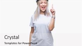  Presentation with cyclist - Cool new slide deck with blonde woman wearing cyclist security backdrop and a white colored foreground