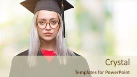  Presentation with simple - Presentation having blonde woman wearing graduate uniform background and a  colored foreground