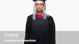  Presentation with simple - Colorful theme enhanced with blonde woman wearing graduate uniform backdrop and a  colored foreground