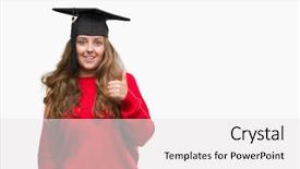  Presentation with graduation - Presentation theme with blonde woman wearing graduation cap background and a white colored foreground