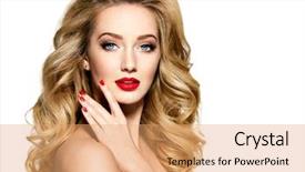  Presentation with long hair - Beautiful theme featuring blonde woman with long hair backdrop and a coral colored foreground
