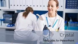  Presentation with cruelty - Theme with blonde-woman-working-on-cruelty background and a light blue colored foreground