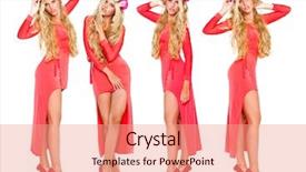  Presentation with sexy - Theme with blonde women in red dress background and a coral colored foreground