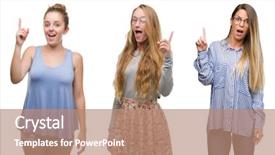  Presentation with collage - PPT theme with blonde women over isolated background background and a  colored foreground