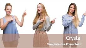  Presentation with collage - Theme consisting of blonde women over isolated background background and a  colored foreground