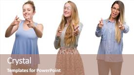  Presentation with collage - Audience pleasing slide deck consisting of blonde women over isolated background backdrop and a  colored foreground