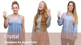  Presentation with women - Slide set consisting of blonde women over isolated background background and a  colored foreground