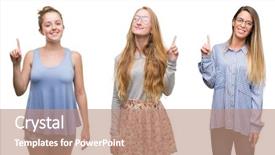  Presentation with black women support group - Cool new PPT layouts with blonde women over isolated background backdrop and a  colored foreground