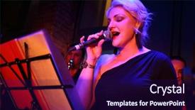  Presentation with band - PPT layouts enhanced with blondy night - beautiful woman of band is background and a navy blue colored foreground