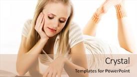  Presentation with vinyl - Slide deck enhanced with blondy night - blond girl laying on white background and a coral colored foreground