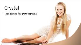  Presentation with vinyl - Presentation design having blondy night - blond girl laying on white background and a  colored foreground