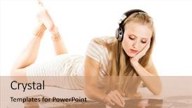 Presentation with vinyl - Presentation enhanced with blondy night - blond girl laying on white background and a coral colored foreground